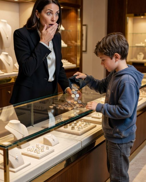 A Barefoot Boy Walked Into A Luxury Jewelry Store With A Pile Of Coins – The Guard Grabbed Him, But The Manager Froze When He Heard What The Boy Said