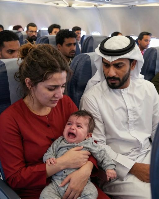 A Baby Cried Nonstop On A Long Flight Until A Wealthy Sheikh Stood Up In First Class And Did Something That Made The Whole Plane Go Dead Silent