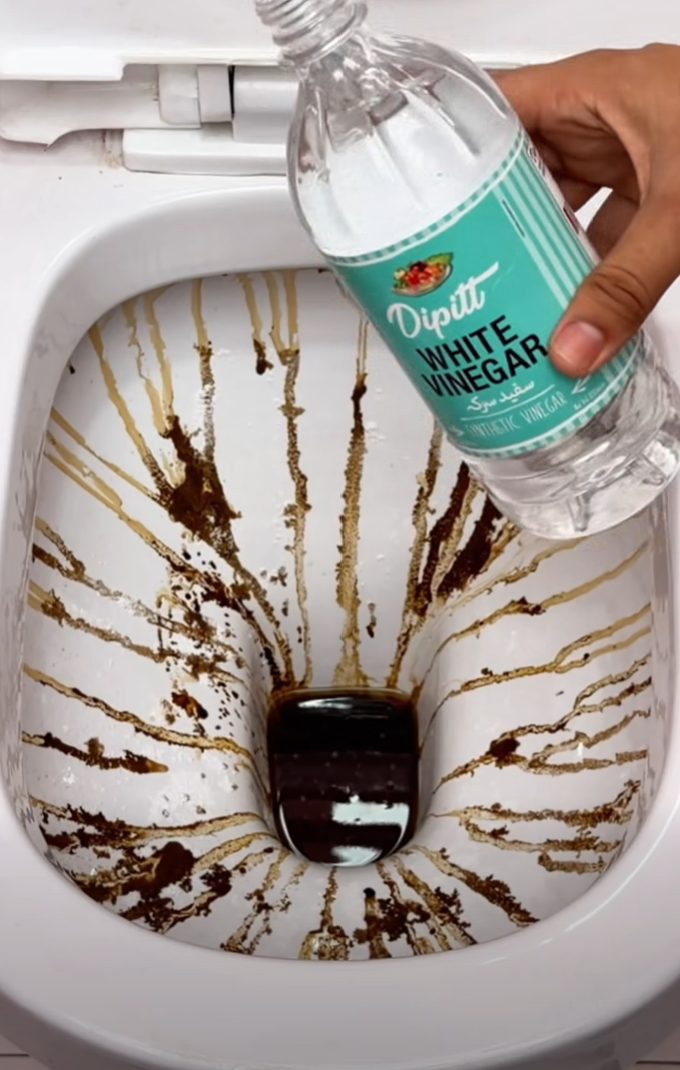 DIY Toilet Cleaner โ White Vinegar, Dish Soap & Baking Soda for a Sparkling Bowl