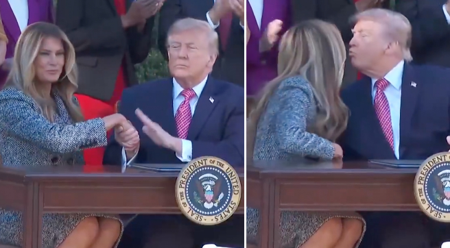 Melania Trump’s “disgusted” reaction to Donald’s attempted kiss has everyone saying the same thing